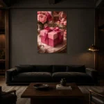 Premium Wall Art Dikey Html Edition – NM3-PNK-PP-V-003 shown in a warm modern interior