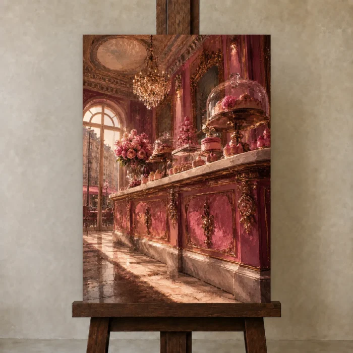 Premium Wall Art Dikey Html Edition – NM3-PNK-PP-V-004 displayed on a studio easel