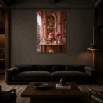 Premium Wall Art Dikey Html Edition – NM3-PNK-PP-V-005 shown in a warm modern interior