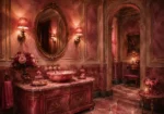 Powder Procession Oval Mirror Pink Bathroom Wall Art