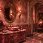 Powder Procession Oval Mirror Pink Bathroom Wall Art