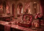 Powder Salon Vintage Cosmetics Case Opened Pink Bedroom Wall Art
