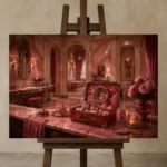 Premium Wall Art Yatay Html Edition – NM3-PNK-PR-H-002 displayed on a studio easel