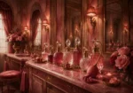 Powder Chronicle Row Of Perfume Bottles Pink Dressing Room Wall Art