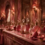 Powder Chronicle Row Of Perfume Bottles Pink Dressing Room Wall Art