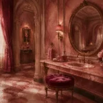 Powder Interlude Velvet Stool Pink Bathroom Wall Art