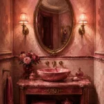 Powder Sentinel Oval Mirror Pink Bathroom Wall Art
