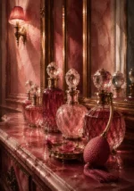 Powder Reliquary Row Of Perfume Bottles Pink Dressing Room Wall Art