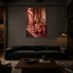 Premium Wall Art Dikey Html Edition – NM3-PNK-PR-V-003 shown in a warm modern interior