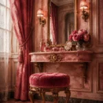 Powder Portrait Velvet Stool Pink Bathroom Wall Art
