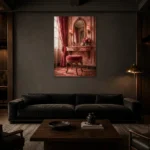 Premium Wall Art Dikey Html Edition – NM3-PNK-PR-V-004 shown in a warm modern interior