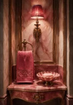 Powder Ascent Folded Hand Towel Pink Bedroom Wall Art