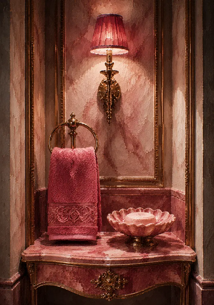 Powder Ascent Folded Hand Towel Pink Bedroom Wall Art