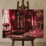 Premium Wall Art Yatay Html Edition – NM3-PNK-RG-H-001 displayed on a studio easel