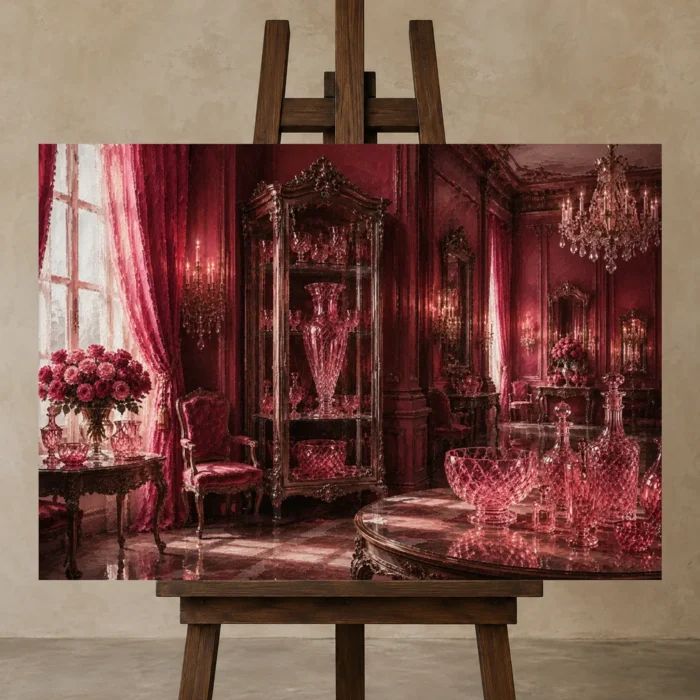 Premium Wall Art Yatay Html Edition – NM3-PNK-RG-H-001 displayed on a studio easel
