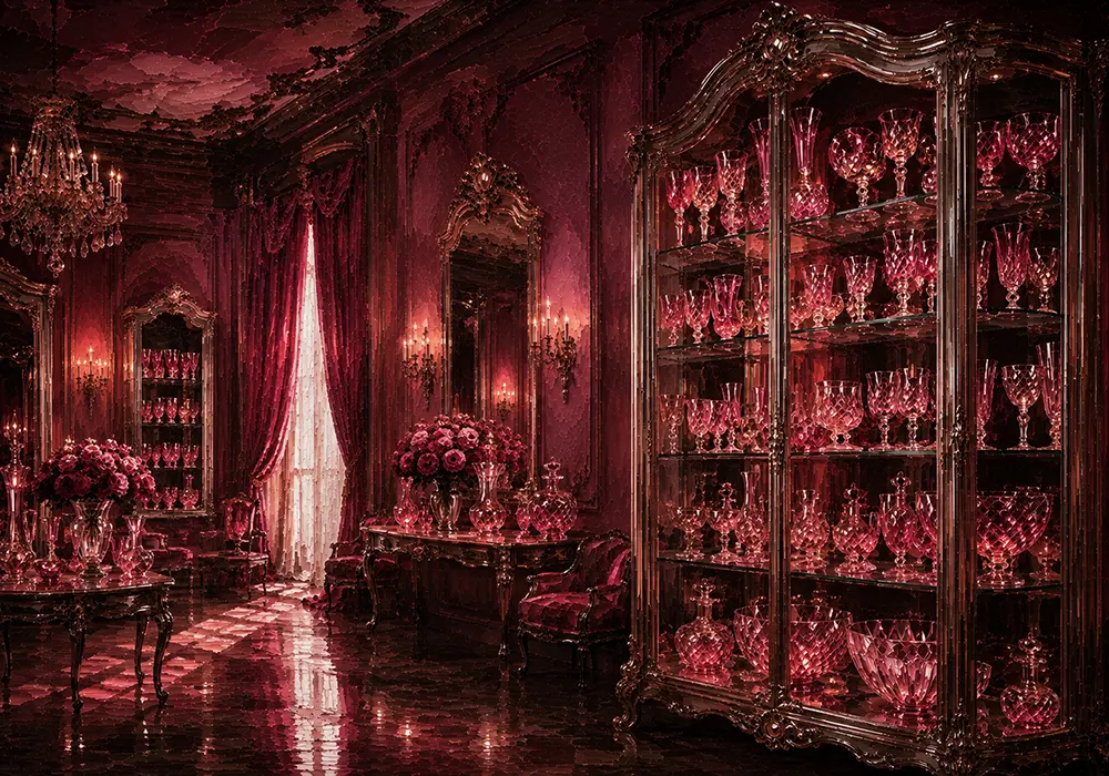 Rose Glass Salon Collection Of Pink Goblets Pink Living Room Wall Art