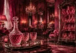 Rose Glass Chronicle Faceted Decanter Pink Dressing Room Wall Art