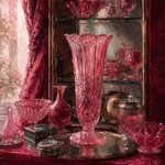 Rose Glass Cabinet Tall Rose Glass Vase Pink Bedroom Wall Art