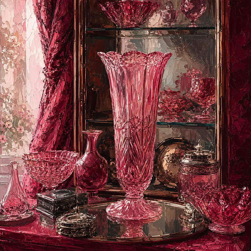 Rose Glass Cabinet Tall Rose Glass Vase Pink Bedroom Wall Art
