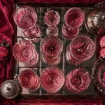 Rose Glass Emblem Collection Of Pink Goblets Pink Living Room Wall Art