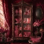 Rose Glass Constellation Cabinet Filled With Translucent Rose Objects Pink Entryway Wall Art