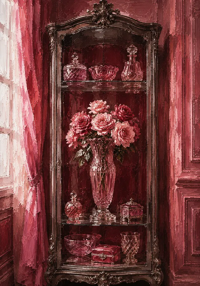 Rose Glass Sentinel Tall Rose Glass Vase Pink Bedroom Wall Art