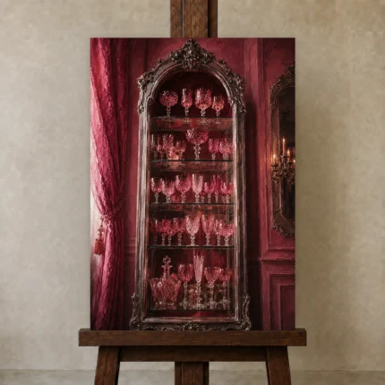 Premium Wall Art Dikey Html Edition – NM3-PNK-RG-V-002 displayed on a studio easel