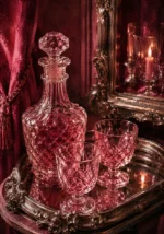 Rose Glass Reliquary Faceted Decanter Pink Dressing Room Wall Art
