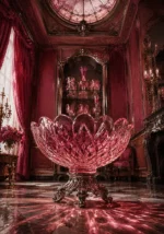Rose Glass Portrait Sculptural Glass Bowl Casting Colored Shadows Pink Bedroom Wall Art