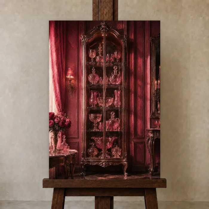 Premium Wall Art Dikey Html Edition – NM3-PNK-RG-V-005 displayed on a studio easel
