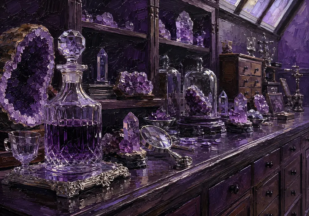 Amethyst Interlude Crystal Decanter Purple Bedroom Wall Art