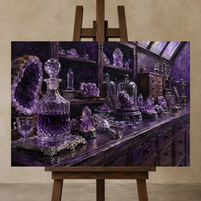 Premium Wall Art Yatay Html Edition – NM3-PUR-AM-H-004 displayed on a studio easel