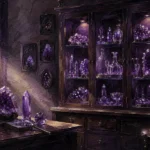 Amethyst Passage Glass Cabinet Filled With Amethyst Objects Purple Entryway Wall Art