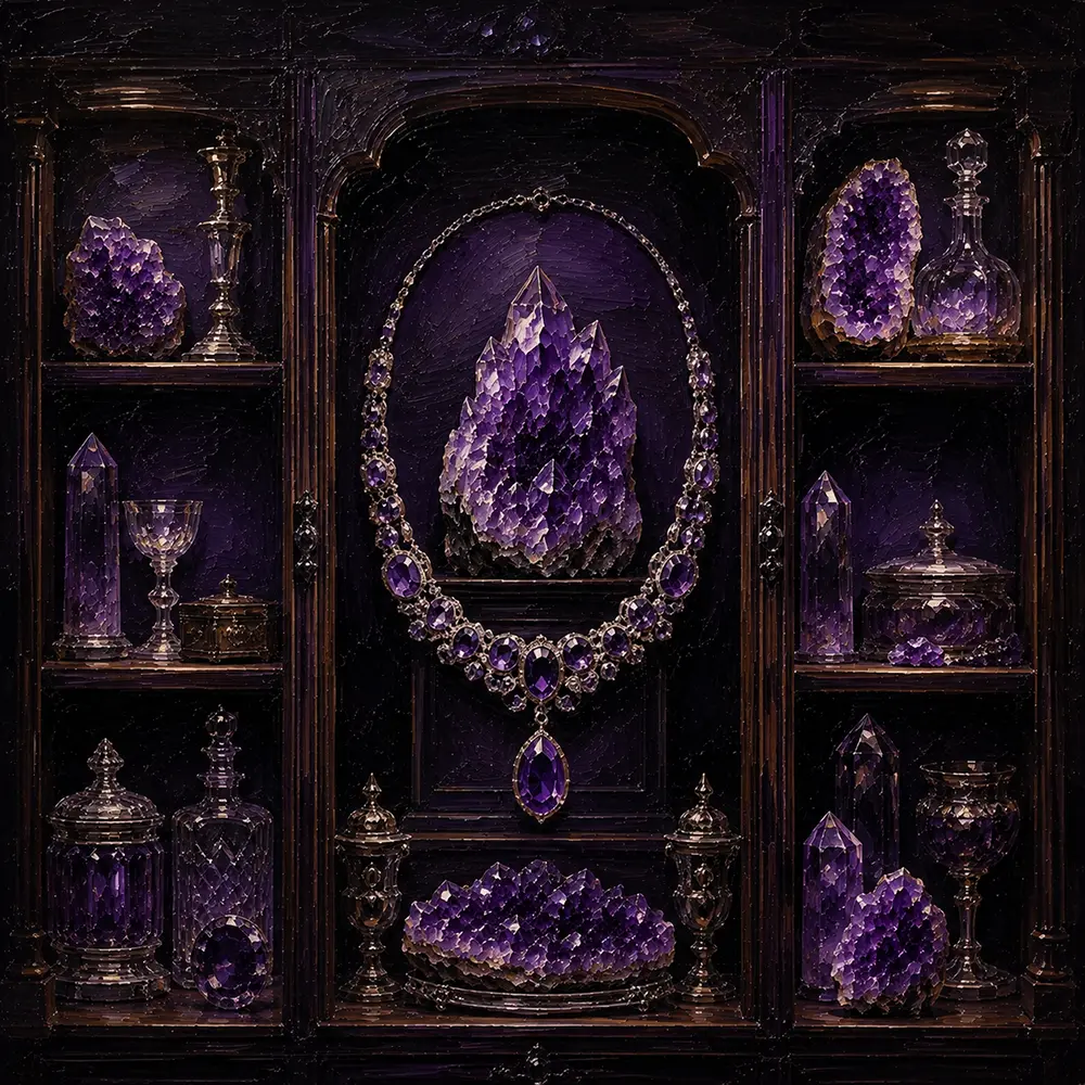 Amethyst Ritual Silver Necklace Purple Living Room Wall Art
