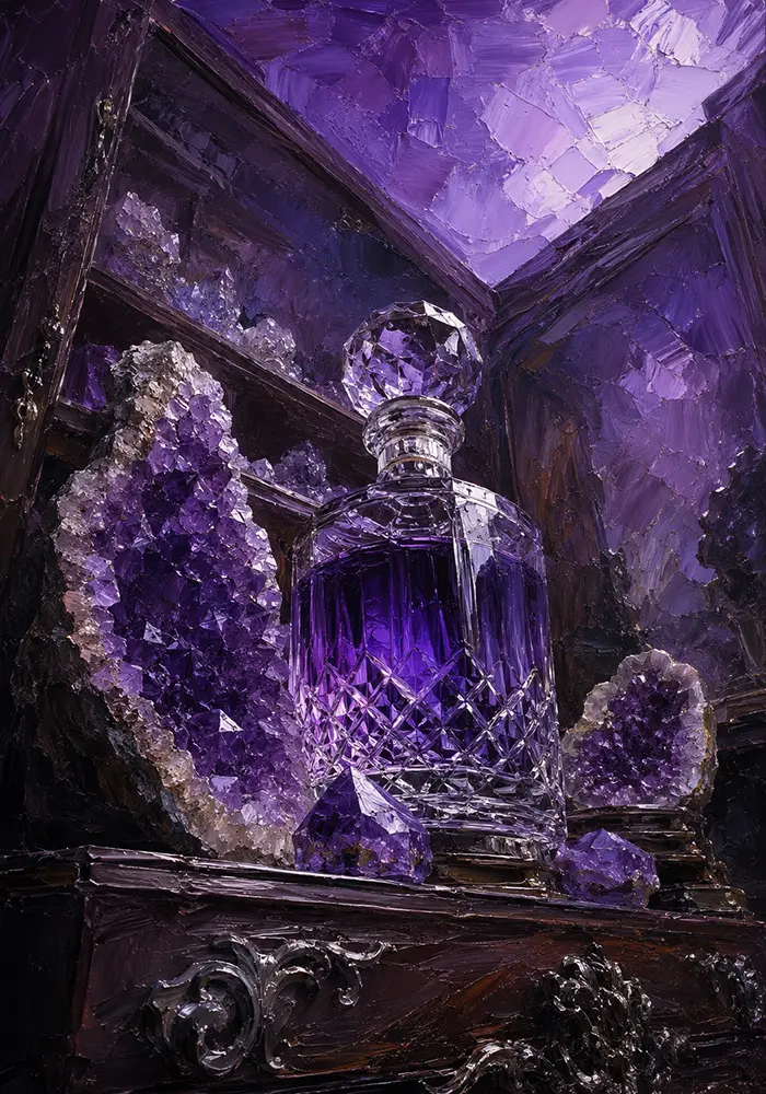 Amethyst Portrait Crystal Decanter Purple Bedroom Wall Art
