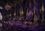 Imperial Procession Throne-Like Dining Chair Purple Dining Room Wall Art