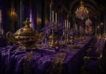 Imperial Interlude Gilt Serving Vessel Purple Dining Room Wall Art
