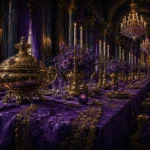 Imperial Interlude Gilt Serving Vessel Purple Dining Room Wall Art