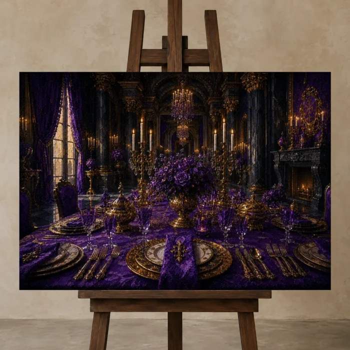 Premium Wall Art Yatay Html Edition – NM3-PUR-IB-H-005 displayed on a studio easel