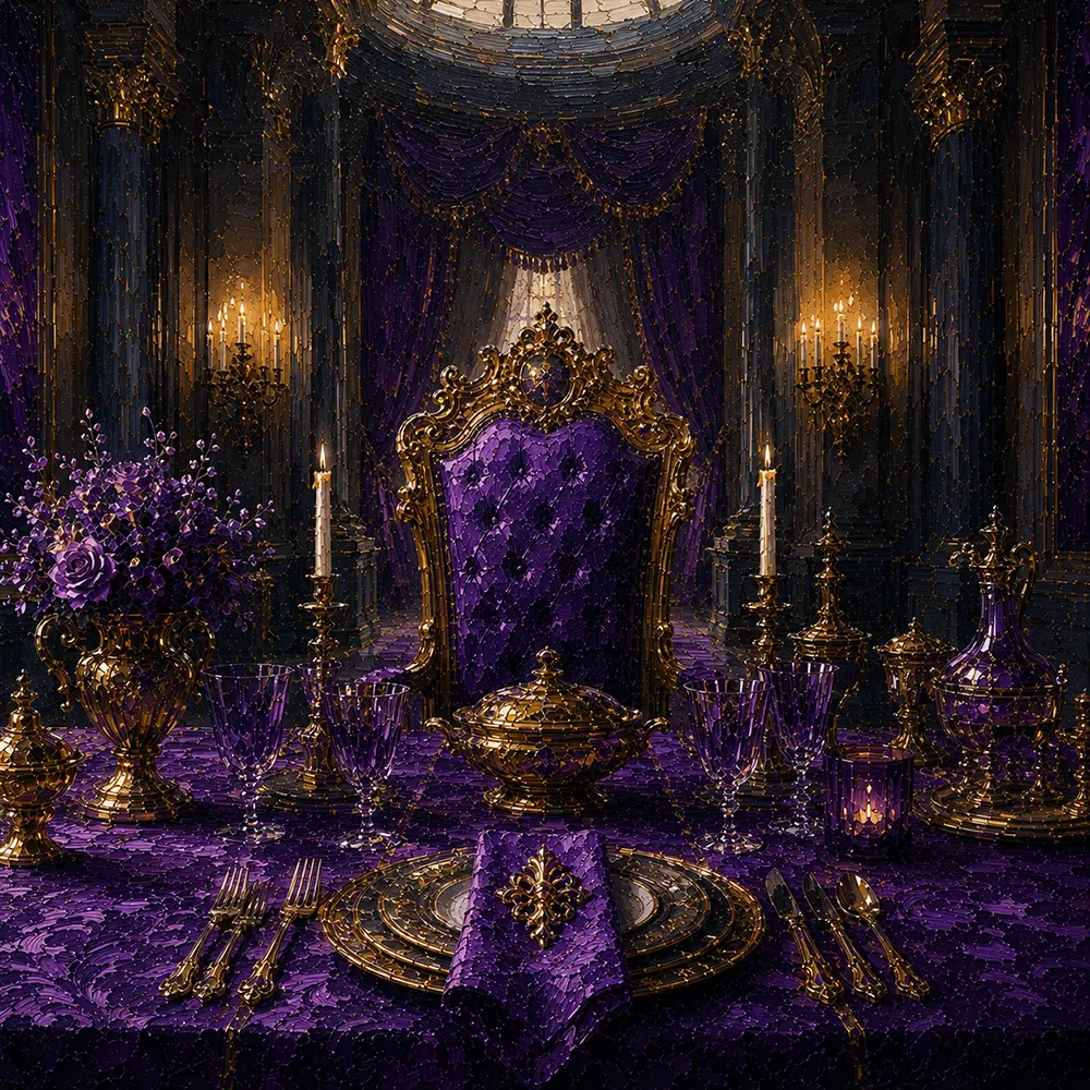 Imperial Cabinet Throne-Like Dining Chair Purple Dining Room Wall Art