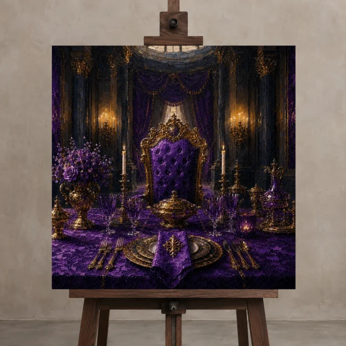 Premium Wall Art Kare Html Edition – NM3-PUR-IB-S-001 displayed on a studio easel
