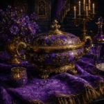 Imperial Study Gilt Serving Vessel Purple Dining Room Wall Art