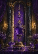 Imperial Threshold Tall Centerpiece Of Purple Glass And Gold Purple Dining Room Wall Art