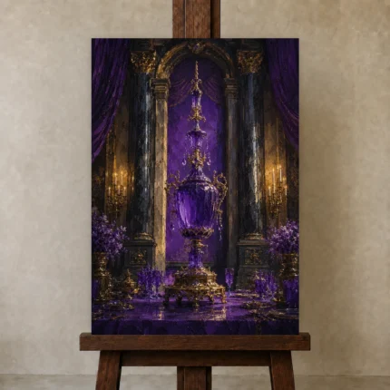 Premium Wall Art Dikey Html Edition – NM3-PUR-IB-V-002 displayed on a studio easel