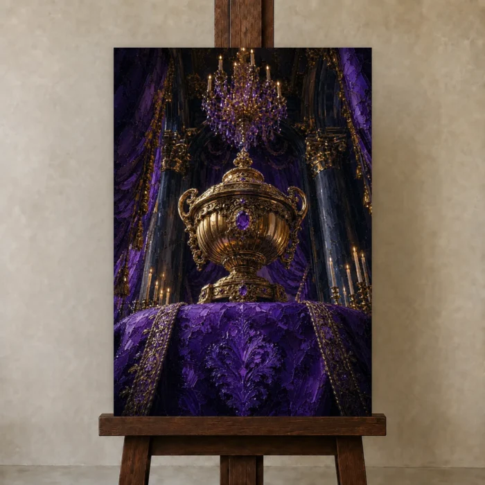 Premium Wall Art Dikey Html Edition – NM3-PUR-IB-V-004 displayed on a studio easel