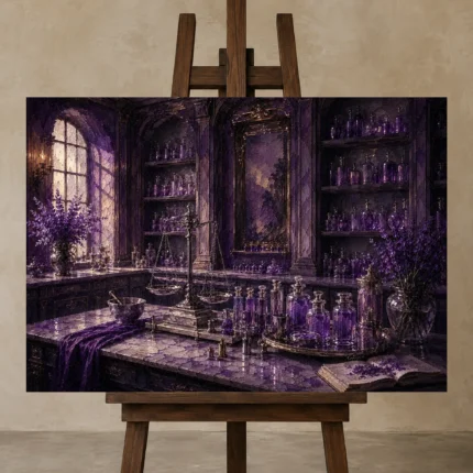 Premium Wall Art Yatay Html Edition – NM3-PUR-LP-H-003 displayed on a studio easel