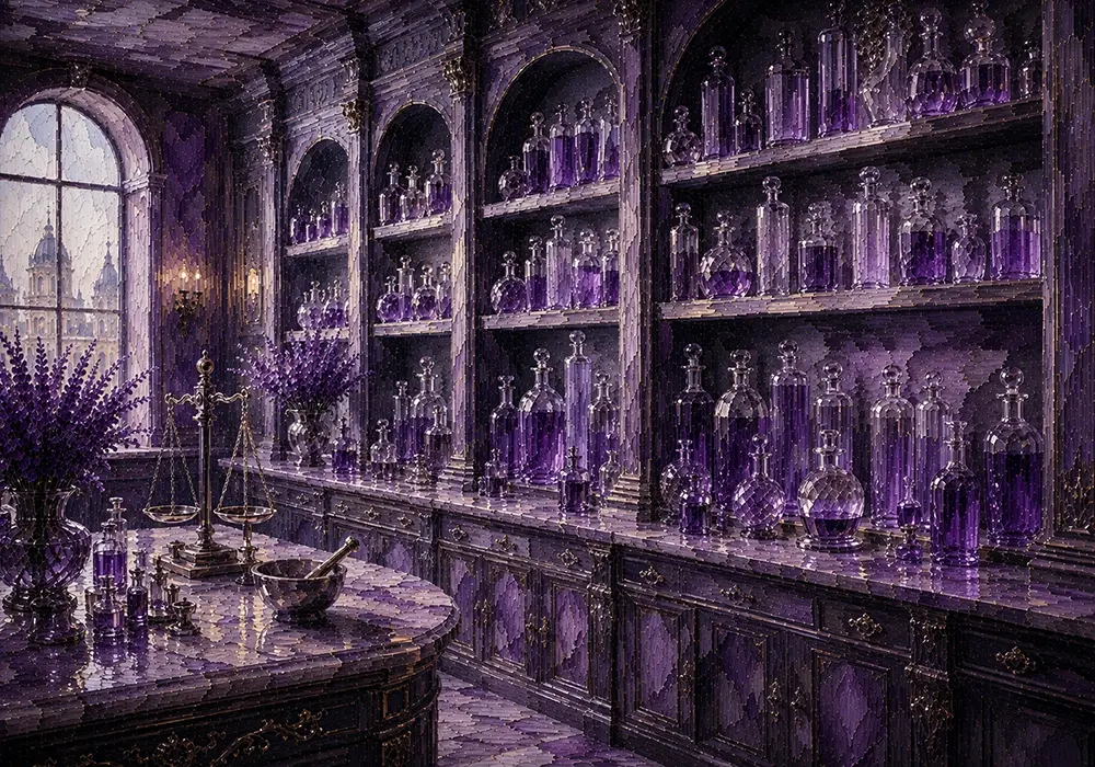 Lavender Interlude Cabinet Of Glass Essences Purple Bedroom Wall Art