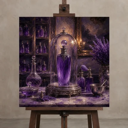 Premium Wall Art Kare Html Edition – NM3-PUR-LP-S-001 displayed on a studio easel
