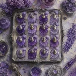 Lavender Emblem Mirrored Tray Of Violet Atomizers Purple Bathroom Wall Art