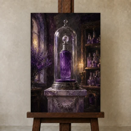 Premium Wall Art Dikey Html Edition – NM3-PUR-LP-V-001 displayed on a studio easel